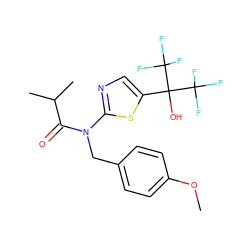 COc1ccc(CN(C(=O)C(C)C)c2ncc(C(O)(C(F)(F)F)C(F)(F)F)s2)cc1 ZINC000036184786