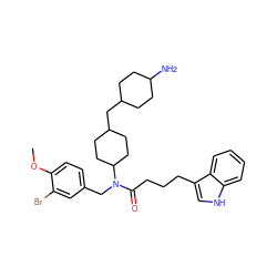 COc1ccc(CN(C(=O)CCCc2c[nH]c3ccccc23)C2CCC(CC3CCC(N)CC3)CC2)cc1Br ZINC000028826009