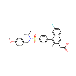 COc1ccc(CN(C(C)C)S(=O)(=O)c2ccc(-c3c(C)c(CC(=O)O)cc4ccc(F)cc34)cc2)cc1 ZINC000205729128