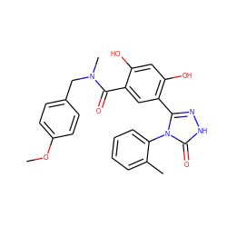 COc1ccc(CN(C)C(=O)c2cc(-c3n[nH]c(=O)n3-c3ccccc3C)c(O)cc2O)cc1 ZINC000114305696