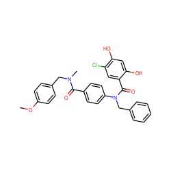 COc1ccc(CN(C)C(=O)c2ccc(N(Cc3ccccc3)C(=O)c3cc(Cl)c(O)cc3O)cc2)cc1 ZINC000653668865