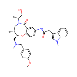 COc1ccc(CN(C)C[C@@H]2Oc3ccc(NC(=O)Cc4cn(C)c5ccccc45)cc3C(=O)N([C@H](C)CO)C[C@H]2C)cc1 ZINC000095853257