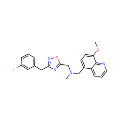 COc1ccc(CN(C)Cc2nc(Cc3cccc(F)c3)no2)c2cccnc12 ZINC000011844093