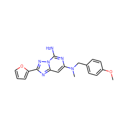 COc1ccc(CN(C)c2cc3nc(-c4ccco4)nn3c(N)n2)cc1 ZINC000040891733