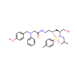 COc1ccc(CN(CC(=O)NCCCC[C@@H](CO)N(CC(C)C)S(=O)(=O)c2ccc(C)cc2)c2ccccc2)cc1 ZINC000014946722