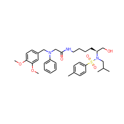 COc1ccc(CN(CC(=O)NCCCC[C@@H](CO)N(CC(C)C)S(=O)(=O)c2ccc(C)cc2)c2ccccc2)cc1OC ZINC000014946726