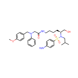 COc1ccc(CN(CC(=O)NCCCC[C@@H](CO)N(CC(C)C)S(=O)(=O)c2ccc(N)cc2)c2ccccc2)cc1 ZINC000014946723