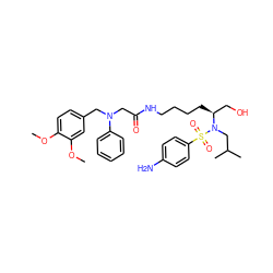 COc1ccc(CN(CC(=O)NCCCC[C@@H](CO)N(CC(C)C)S(=O)(=O)c2ccc(N)cc2)c2ccccc2)cc1OC ZINC000014946727