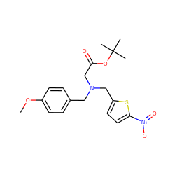 COc1ccc(CN(CC(=O)OC(C)(C)C)Cc2ccc([N+](=O)[O-])s2)cc1 ZINC000084687236