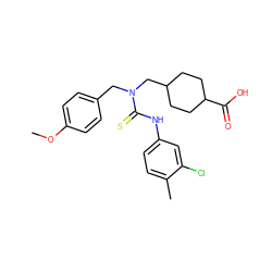 COc1ccc(CN(CC2CCC(C(=O)O)CC2)C(=S)Nc2ccc(C)c(Cl)c2)cc1 ZINC000003036022