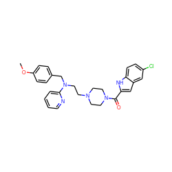 COc1ccc(CN(CCN2CCN(C(=O)c3cc4cc(Cl)ccc4[nH]3)CC2)c2ccccn2)cc1 ZINC000073138611