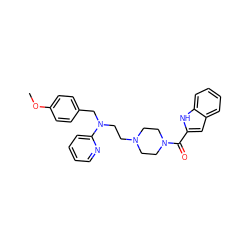 COc1ccc(CN(CCN2CCN(C(=O)c3cc4ccccc4[nH]3)CC2)c2ccccn2)cc1 ZINC000073138424