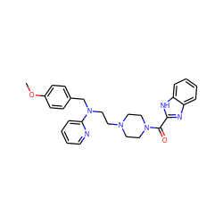 COc1ccc(CN(CCN2CCN(C(=O)c3nc4ccccc4[nH]3)CC2)c2ccccn2)cc1 ZINC000073138962