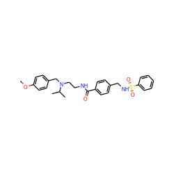 COc1ccc(CN(CCNC(=O)c2ccc(CNS(=O)(=O)c3ccccc3)cc2)C(C)C)cc1 ZINC000066123143