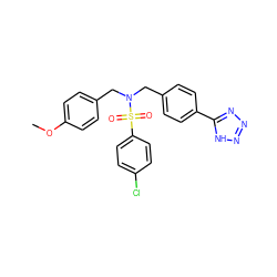 COc1ccc(CN(Cc2ccc(-c3nnn[nH]3)cc2)S(=O)(=O)c2ccc(Cl)cc2)cc1 ZINC000049090058