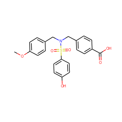 COc1ccc(CN(Cc2ccc(C(=O)O)cc2)S(=O)(=O)c2ccc(O)cc2)cc1 ZINC000059084763