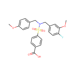 COc1ccc(CN(Cc2ccc(F)c(OC)c2)S(=O)(=O)c2ccc(C(=O)O)cc2)cc1 ZINC000115731204