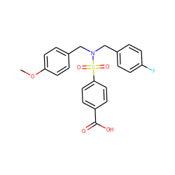 COc1ccc(CN(Cc2ccc(F)cc2)S(=O)(=O)c2ccc(C(=O)O)cc2)cc1 ZINC000059081612