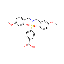 COc1ccc(CN(Cc2cccc(OC)c2)S(=O)(=O)c2ccc(C(=O)O)cc2)cc1 ZINC000059085191
