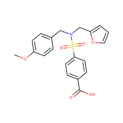 COc1ccc(CN(Cc2ccco2)S(=O)(=O)c2ccc(C(=O)O)cc2)cc1 ZINC000104992898