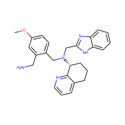 COc1ccc(CN(Cc2nc3ccccc3[nH]2)[C@@H]2CCCc3cccnc32)c(CN)c1 ZINC000066102059