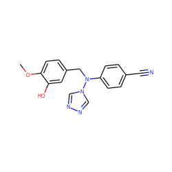 COc1ccc(CN(c2ccc(C#N)cc2)n2cnnc2)cc1O ZINC000028701936