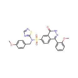 COc1ccc(CN(c2ncns2)S(=O)(=O)c2ccc3c(-c4ccccc4OC)n[nH]c(=O)c3c2)cc1 ZINC000215521127