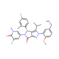 COc1ccc(CN)cc1-n1nc2c(c1C(C)C)[C@@H](c1ccc(Cl)cc1C)N(c1cc(Cl)c(=O)n(C)c1)C2=O ZINC000206091642