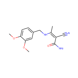 COc1ccc(CN/C(C)=C(/C#N)C(N)=O)cc1OC ZINC000004102544