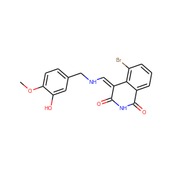 COc1ccc(CN/C=C2\C(=O)NC(=O)c3cccc(Br)c32)cc1O ZINC000045495604