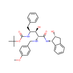 COc1ccc(CN[C@@H](C(=O)N[C@H]2c3ccccc3C[C@H]2O)[C@H](O)[C@H](Cc2ccccc2)NC(=O)OC(C)(C)C)cc1 ZINC000014943361