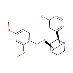 COc1ccc(CN[C@@H]2C3CCN(CC3)[C@@H]2c2cccc(Cl)c2)c(OC)c1 ZINC000095560753