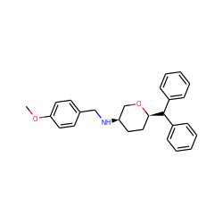 COc1ccc(CN[C@@H]2CC[C@H](C(c3ccccc3)c3ccccc3)OC2)cc1 ZINC000013489690