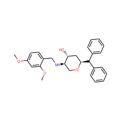 COc1ccc(CN[C@@H]2CO[C@H](C(c3ccccc3)c3ccccc3)C[C@H]2O)c(OC)c1 ZINC000013648556