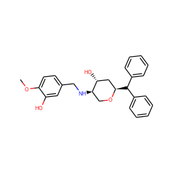 COc1ccc(CN[C@@H]2CO[C@H](C(c3ccccc3)c3ccccc3)C[C@H]2O)cc1O ZINC000299856666