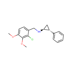 COc1ccc(CN[C@H]2C[C@@H]2c2ccccc2)c(Cl)c1OC ZINC000113362533