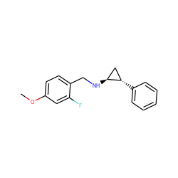 COc1ccc(CN[C@H]2C[C@@H]2c2ccccc2)c(F)c1 ZINC000113366473