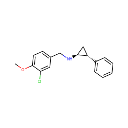 COc1ccc(CN[C@H]2C[C@@H]2c2ccccc2)cc1Cl ZINC000086585824