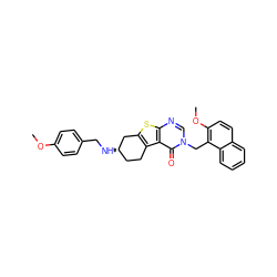COc1ccc(CN[C@H]2CCc3c(sc4ncn(Cc5c(OC)ccc6ccccc56)c(=O)c34)C2)cc1 ZINC001772601530