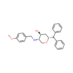 COc1ccc(CN[C@H]2CO[C@@H](C(c3ccccc3)c3ccccc3)C[C@@H]2O)cc1 ZINC000013648530