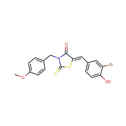 COc1ccc(CN2C(=O)/C(=C/c3ccc(O)c(Br)c3)SC2=S)cc1 ZINC000084633737