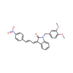 COc1ccc(CN2C(=O)/C(=C\C=C\c3ccc([N+](=O)[O-])cc3)c3ccccc32)cc1OC ZINC000474609283