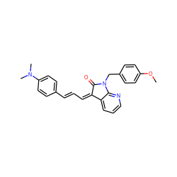 COc1ccc(CN2C(=O)/C(=C\C=C\c3ccc(N(C)C)cc3)c3cccnc32)cc1 ZINC000474609845