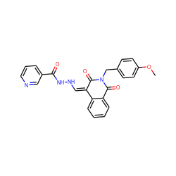 COc1ccc(CN2C(=O)/C(=C\NNC(=O)c3cccnc3)c3ccccc3C2=O)cc1 ZINC000013125396