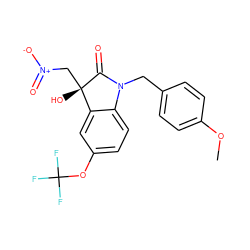 COc1ccc(CN2C(=O)[C@@](O)(C[N+](=O)[O-])c3cc(OC(F)(F)F)ccc32)cc1 ZINC000096907189