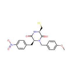 COc1ccc(CN2C(=O)[C@H](CS)NC(=O)[C@@H]2Cc2ccc([N+](=O)[O-])cc2)cc1 ZINC000003821463