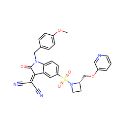 COc1ccc(CN2C(=O)C(=C(C#N)C#N)c3cc(S(=O)(=O)N4CC[C@H]4COc4cccnc4)ccc32)cc1 ZINC000059112235