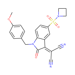 COc1ccc(CN2C(=O)C(=C(C#N)C#N)c3cc(S(=O)(=O)N4CCC4)ccc32)cc1 ZINC000040918266