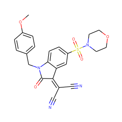 COc1ccc(CN2C(=O)C(=C(C#N)C#N)c3cc(S(=O)(=O)N4CCOCC4)ccc32)cc1 ZINC000045506625