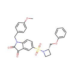 COc1ccc(CN2C(=O)C(=O)c3cc(S(=O)(=O)N4CC[C@H]4COc4ccccc4)ccc32)cc1 ZINC000013676479